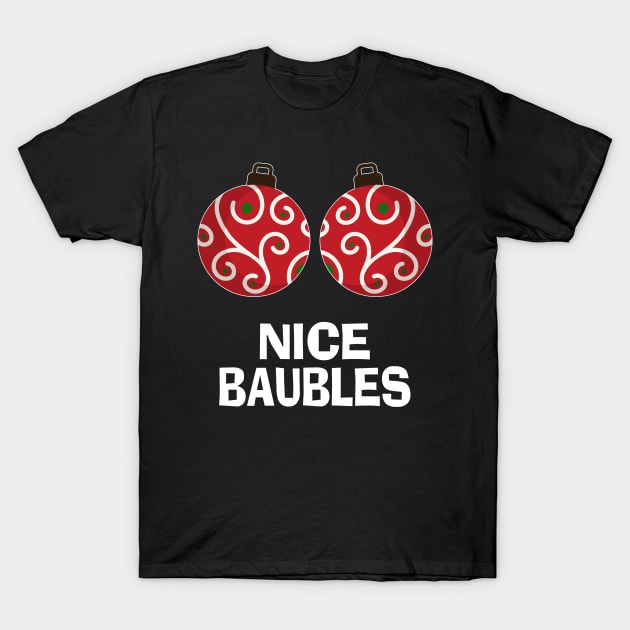 Sexy Christmas Gift Women Baubles Boobs T-Shirt by PomegranatePower